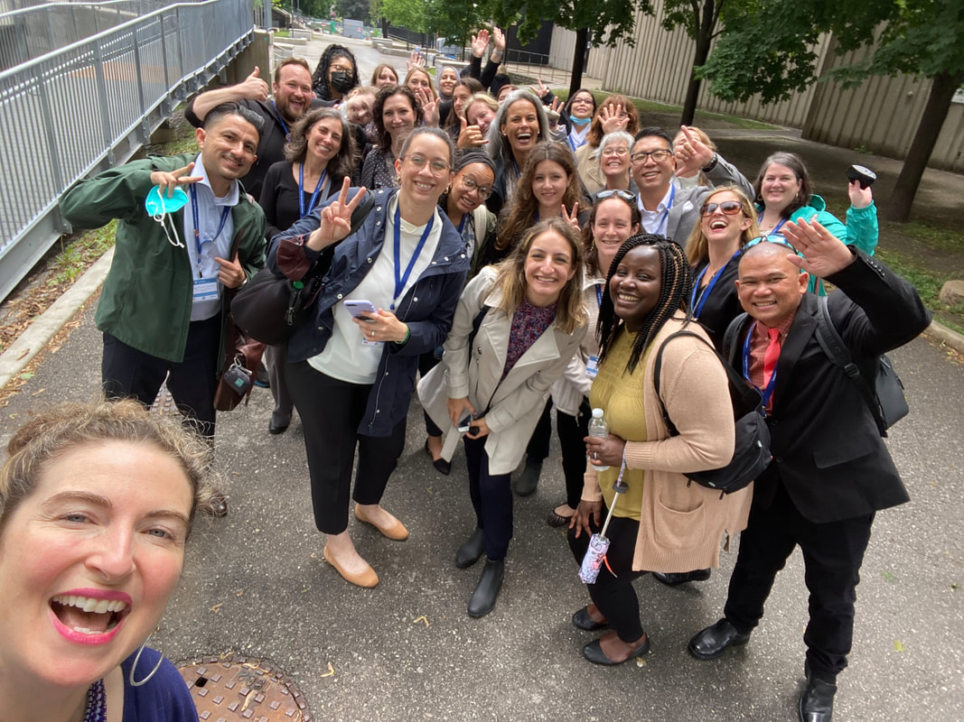 The Fulbright Canda cohort takes a full group selfie in front of the Toronto Central Technical School.